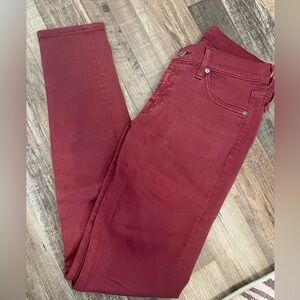 7 For All Mankind Women's Burgundy Skinny Jeans